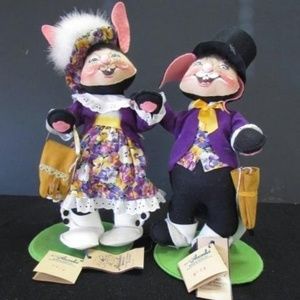 PAIR ANNALEE BUNNY DOLLS MR & MRS